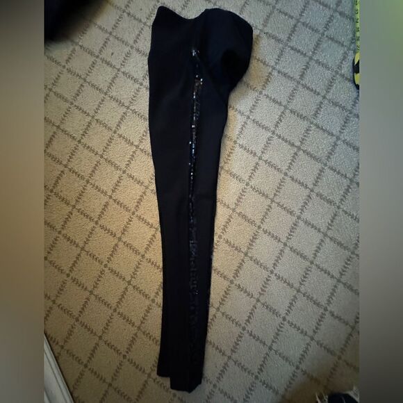 Lyssse Black midweight leggings with sequin tuxedo side stripe NWOT S - Picture 7 of 9